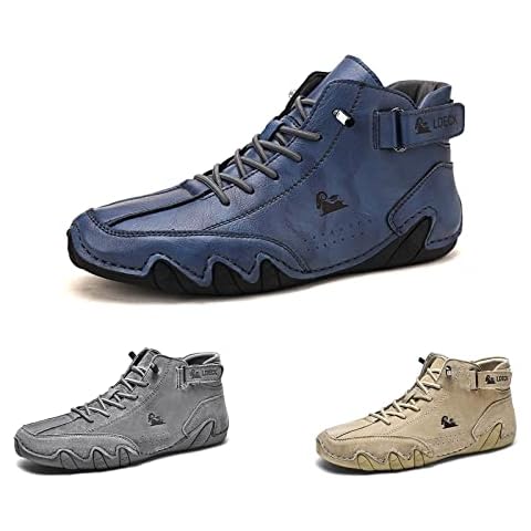 Tzsaixeh Italian Handmade Suede High Boots，Mens shoes Waterproof Boots For Men Casual Boots For Men Non-Slip Breathable High Boots Chukka Boots Mens Cover