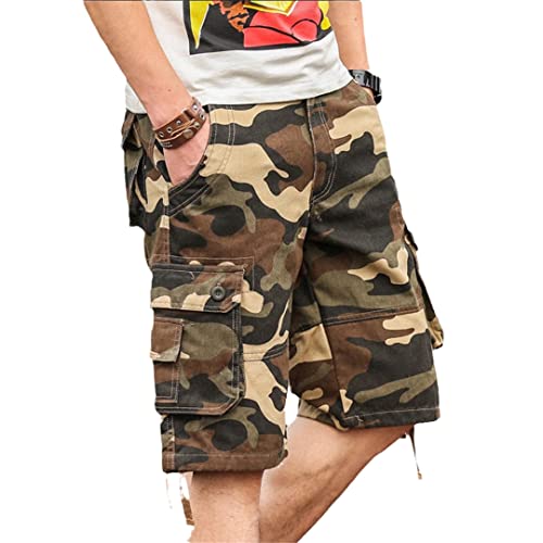 Short cargo en coton AXEBHPED Camo1 homme taille 44 décontracté