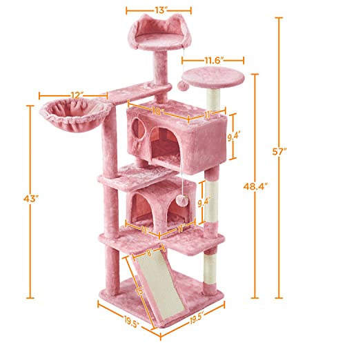 image for Topeakmart 57 inches Multi-Level Cat Tree Cat Condo with Scratching Po