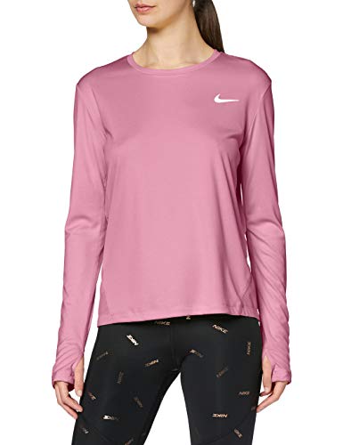 Nike W NK Miler Top Ls T-Shirt à Manches Longues Femme Magic Flamingo/(Reflective Silv) FR: XL (Taille Fabricant: XL)