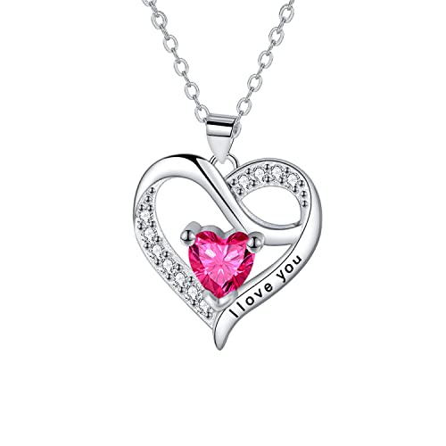 Imagen de J.MUEN Collar Mujer Amor Colgante de Corazón Plata de Ley 925 Collares de Mujer