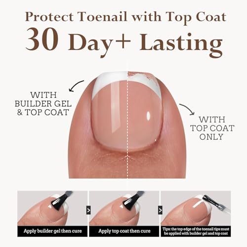 MrCuvaryas 240 Stück Falsche Fußnägel Kit - 12 Verschiedene Größen Künstliche Fußnägel zum Aufkleben, Vollständige Abdeckung Falsche Zehennägel Set, Fake nails für Nail Art DIY (White French, 240x)