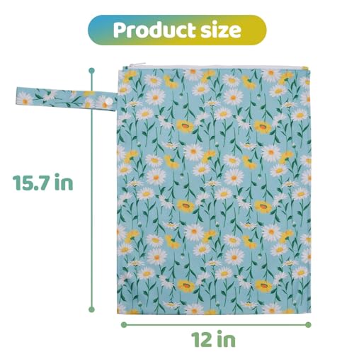 eaxin 2PCS Waterproof Wet Bags for Baby Cloth Diaper,Reusable Travel Bags,Pump Parts,Beach,Pool,Gym Bag for Swimsuits&Wet Cloth Leak-proof Lightweight-Sunflower - Thumbnail 5