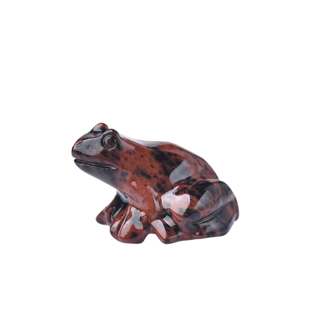 HUFFA Natural Crystal Carved Frog - Unique Geode Rock Artwork for Home Decoration(Red obsidian)