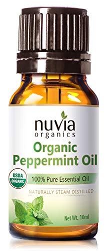 Nuvia Organics USDA Certified Peppermint Oil, 100% Pure Essential Oil, 10ml