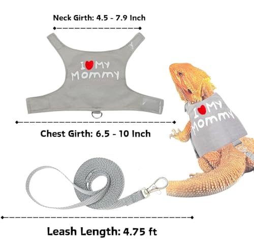 Image of Bearded Dragon Adjustable Clothes Harness with Leash,Bearded Dragon Harness Leash Set for Lizards,Chameleon, Traction Rope Walking Leash Reptile Halloween Costume Accessories