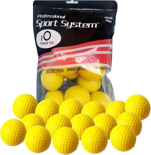 FINGER TEN Golf Practice Balls Elastic Foam Soft Value 12 Pcs Golf Training Ball Spone Dimpled Exercise Balls for Golf Swing Training Aids Home Office Indoor Outdoor (Yellow 12 Pack)