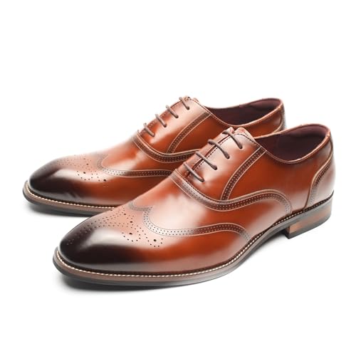 Men's Dress Shoes Leather Formal Business Oxford Derby Shoes Brogue Wingtip Retro Dress Shoes