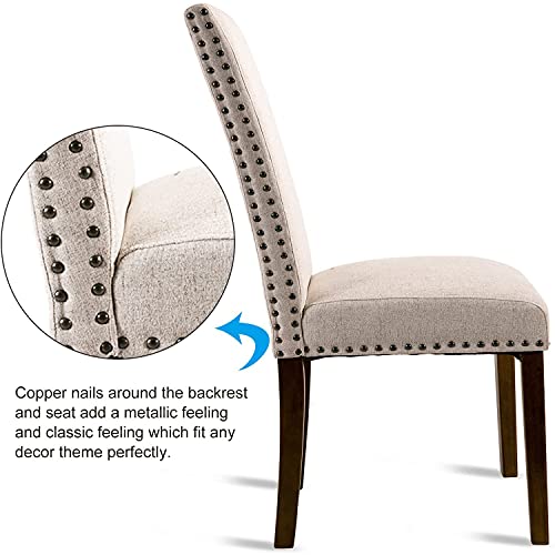 Merax Dining Chairs Set Of 2 Parsons Diner Chair Upholstered Fabric Dining Room Chairs With Copper Nails Kitchen Chairs #TOP4