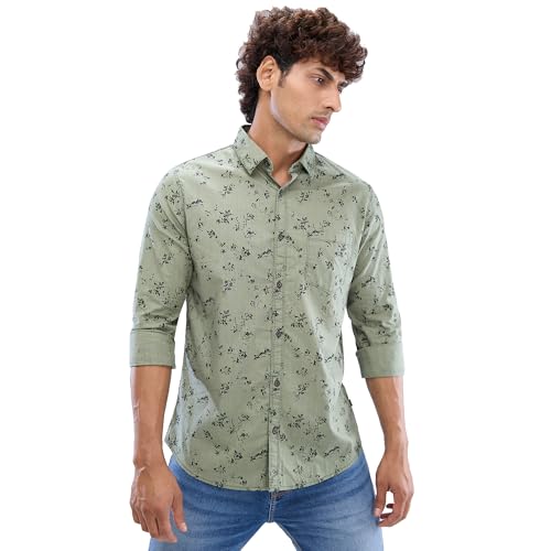 Image of Spykar Men's Slim Fit N /A Full Sleeve Printed Casual Shirts