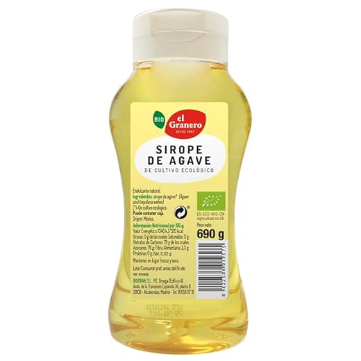 El Granero Integral - Sirope de Agave - 690 g - Néctar Dulce - Alternativa al Azúcar Refinado - Bajo Índice Glucémico - Vitaminas y Minerales - Apto para Veganos