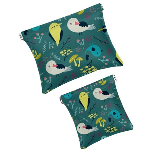 Borsa cosmetica tascabile con uccelli astratti borsa da trucco impermeabile mini da viaggio portatile senza cerniera a chiusura automatica per cosmetici cuffie gioielli Multicolore 01