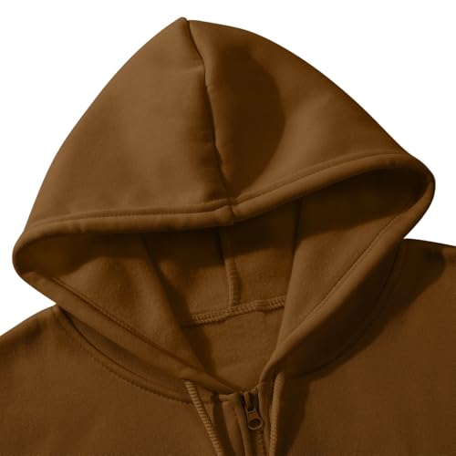Mens Classic Hoodie Sweatshirt Full Zip Casual Lounge Jackets Tops Solid Color Loose Fit Outfits with Pockets3