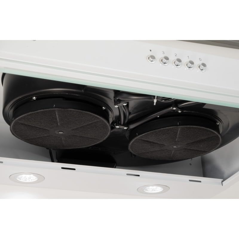 Hotte Casquette 60 cm Blanche – Double moteur 203 Watts - 435 m³/h