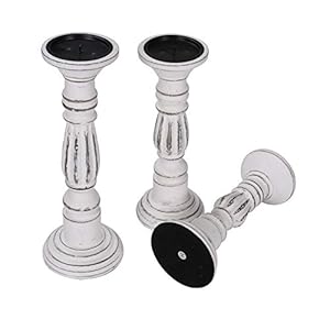 Wooden Candle Holders Set of 3, (Colour - Whitewash Finish, Size -14",12",10") Wood Candalbras, Wooden Candle Holder, Unity Candle Holders, Rounded Turned Colums, Country Style Idle Gift for Wedding Wooden Candle Holders Set of 3 Colour Whitewash Finish Size 141210 Wood Candalbras Wooden Candle Holder Unity Candle Holders Rounded Turned Colums Country Style Idle Gift for Wedding