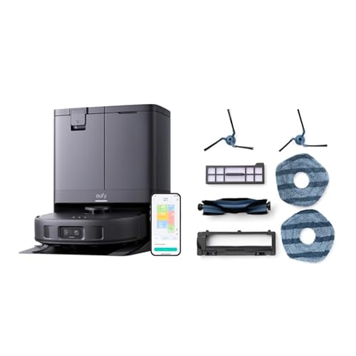 eufy X10 Pro Omni Robot Vacuum and Mop Combo, 8,000 Pa Suction + Official Replacement Parts Kit, Roller Brush with Bristles and Rubber, Brush Guard, 2