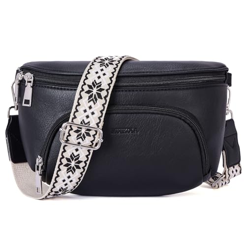 MUIIKOLA Kleine Damen Umhängetaschen, Bauchtasche Damen Crossbody Bag Damen Veganes Leder Crossbody Bag Damen,RFID Blockierung Kartenschlitz Brusttasche mit Verstellbar Abnehmbar Breiter Gurt