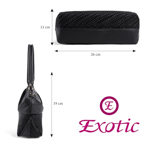 Image of EXOTIC Virelle Textured Dual Panel Handbag for Women | Spacious Multi-Compartment Carryall | Shoulder Carry with Adjustable Sling Strap | Premium PU Leather Purse