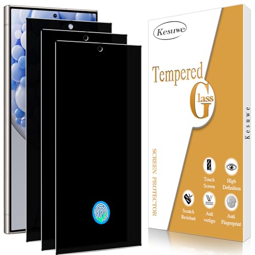 Kesuwe [3 Pack Privacy Screen Protector for Samsung Galaxy S24 Ultra Tempered Glass Anti Spy Anti Scratch HD Clear Case Friendly Easy Installation Bubble Free