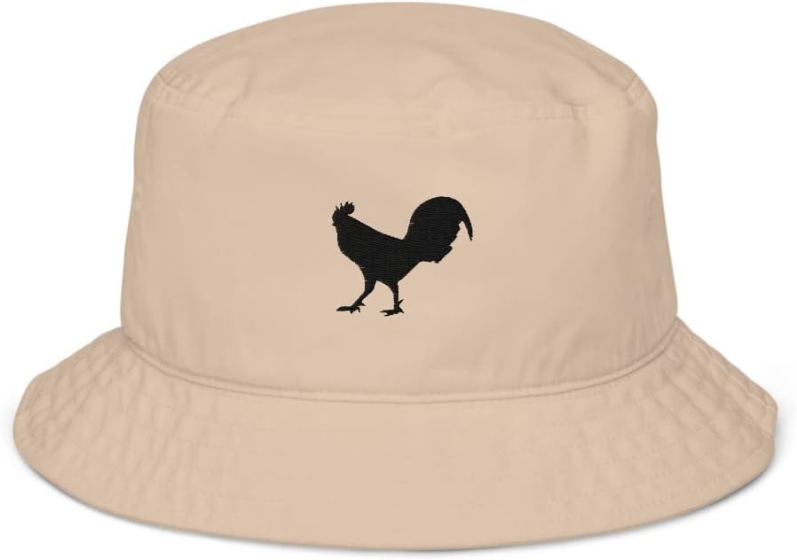 Rooster hat, Embroidered Organic Bucket hat, Rooster Gifts, Farm Animals hat, Birthday