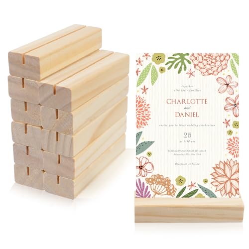 12 Stk Tischkartenhalter Holzständer, Tischaufsteller Holz Kartenhalter, Menükartenhalter Holz Fotoständer, Fotokartenhalter für Postkartenständer Holzkartenhalter für Hochzeiten Restaurants Partys