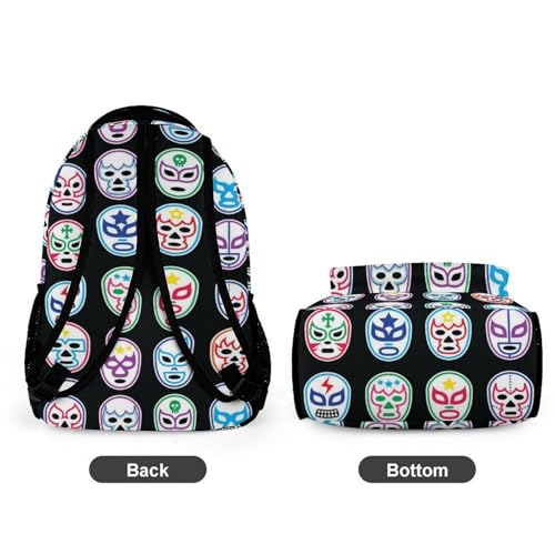 Lucha Libre Mexican Wrestling Masks Cute Backpack Travel Daypack Lightweight Back Pack with Pockets4