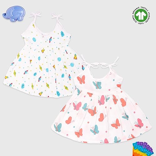 Image of Kidbea Extra Soft Mulmul Cotton Jhabla Frok for Baby Girls Set of 2 SB (0-3 Months)