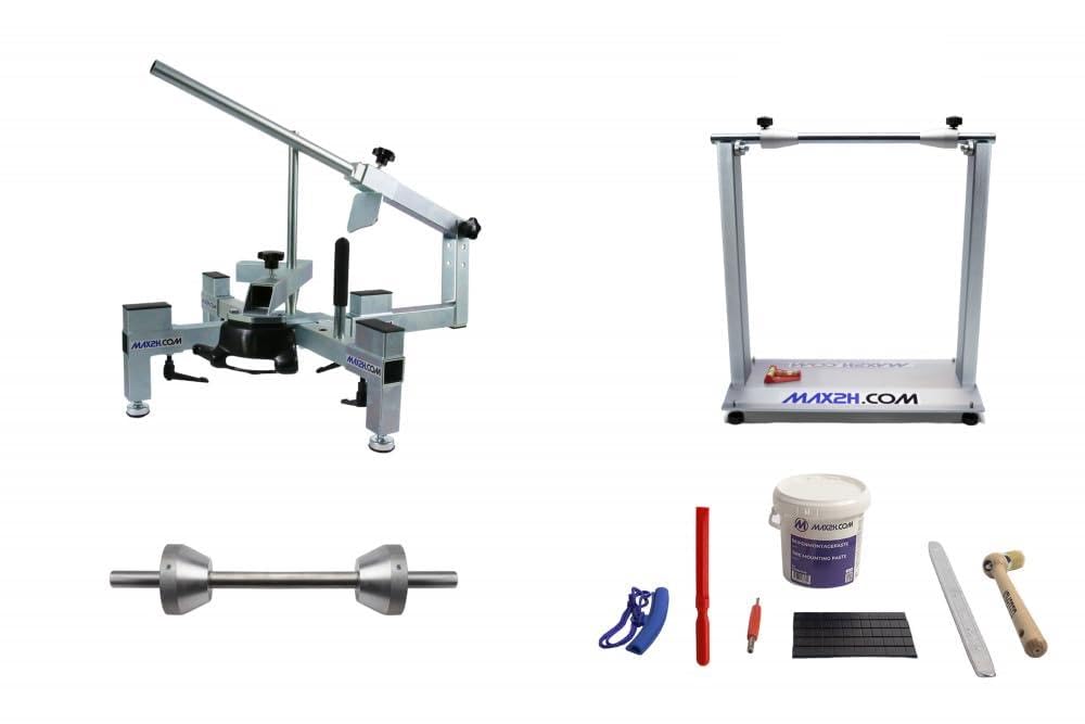 MAX2H® MG-2 zestaw do montażu opon z koziołkiem wyważeniowym Plus do huśtawek jednouchwytowych 50-80 mm (samoprzylepne obciążniki czarne)