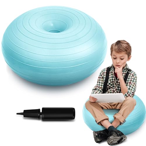 Image of Lewtemi 1 /2 /3 Pcs Flexible Seating for Classroom Elementary 20 Inch Yoga Ball Chair for Kids Wobble Chair for Sensory Kids Large Donut Ball Seats with Inflator for School Office
