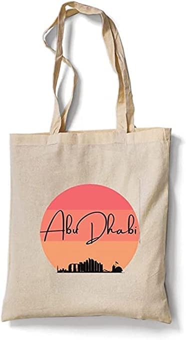 SHYTECHReusable Eco-Friendly White Cotton Canvas Tote Bag/Grocery Shopping Bag/Shoulder Bag Abu Dhabi Sun