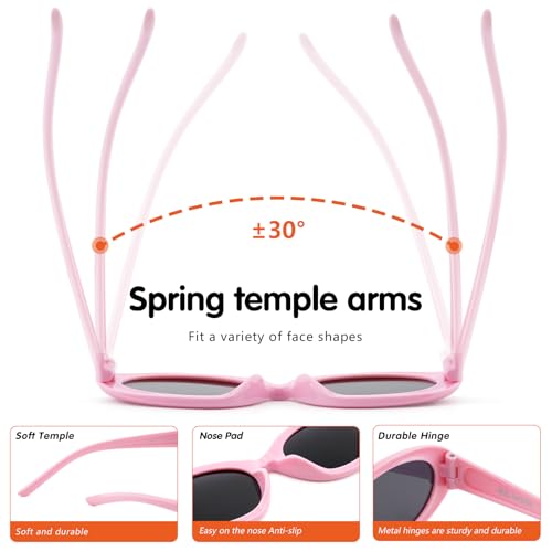 EYEBUDDY 3 Packs Kids Sunglasses-100% UV400 Protection Polarized Sunglasses, Girls Sunglasses Lightweight Portable Age 5-104