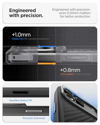 Image of Spigen Enzo Aramid T MagFit Back Cover Case Compatible with iPhone 17 Pro (Aramid | Black Silver)