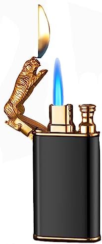 Double Flame Lighter, Tiger Lighter,Butane Lighter, Unique Lighter Creative Metal Torch Windproof Soft or Jet Flame Switchable Butane Lighter Gift for Men