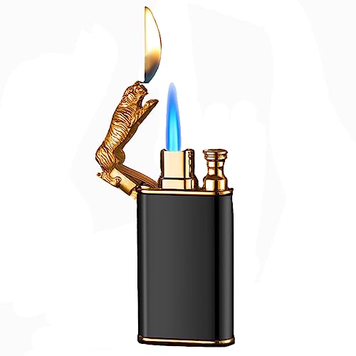 Double Flame Lighter, Tiger Lighter,Butane Lighter, Unique Lighter Creative Metal Torch Windproof Soft Or Jet Flame Switchable Butane Lighter Gift For Men #TOP6