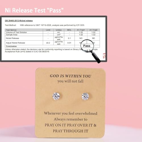 Limerencia G23 Titanium Earrings White Cubic Zirconia Post Studs 20G Implant Grade Pure Titanium Piercing Studs First Holy Communion Gifts for Girls Sensitive Ears4