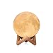 DILAKE 3D Printed Moon Lamp LED Baby Night Ligh Light Table Desk Wooden Base Touch Sensor Dimmable Switch for Bedroom Birthday Decoration (4.1inch)