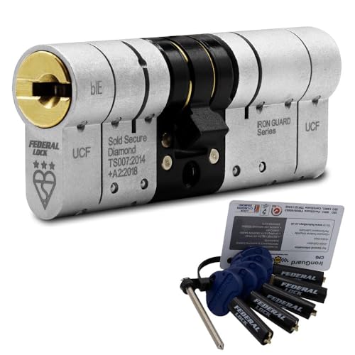 Federal 3 Star Euro Cylinder Door Lock TS007 Diamond Secure Anti-Snap Dual Finish 5 Keys - 10 Year Guarantee 35/35