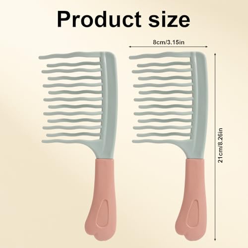 2 peines de dientes anchos para cabello rizado y grueso miniatura 2