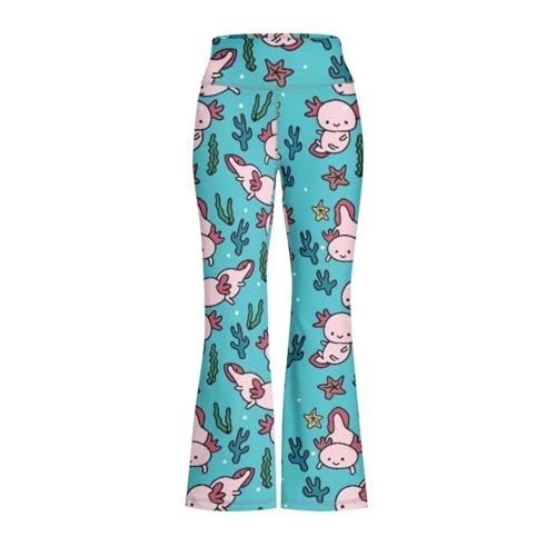 Casual Flare Leggings for Girls High Waist Wide Leg with Tummy Control