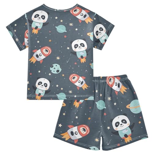 ALAZA Panda Outer Space Star Pajamas Short Sleeve 2 Piece Sleepwear Top and Bottom Pajama Set Unisex2