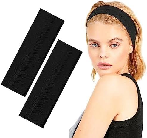(Pack Of 4) PCs Adjustable Elastic Headband for Women and Girls,Teens Gym,Facial,Makeup,Yoga,Cleaning,Sports,Spa,Exercise Workout,Running,Headband Black