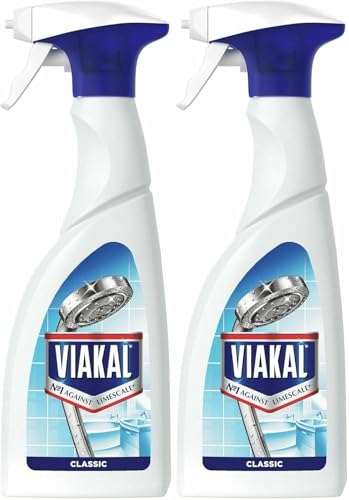 Viakal Limescale Remover Spray, 500ml (2 Pack) | Hard Water Stain Cleaner for Bathrooms, Kitchens & Showers | Powerful Descaler for Taps, Tiles, Toilets & Glass | Fast-Acting Anti-Limescale Formula