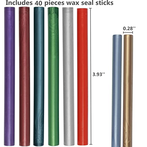 40 Pcs Glue Gun Sealing Wax Sticks for Wax Seal Stamp, Sealing Glue Gun Sealing Wax Sticks Mini Glue Stick, Great for Wedding Invitations,Christmas Gift
