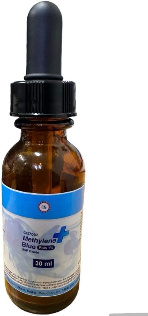Methylene Blue 1% Plus - 30 mL Glass Dropper Bottle |USP-Grade Methylthioninium Chloride Liquid | for Brain Function &amp; Cognitive Health | No Formaldehyde