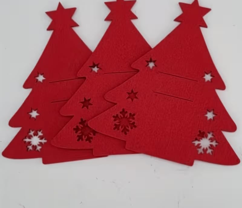 Curious Button12 Pcs Felt Christmas Tree Cutouts – 20×18 cm,| DIY Xmas Crafts, Festive Table Décor, Home Decoration | Christams Tree Decoration itmas | Xmase Tree Drcor Ornament