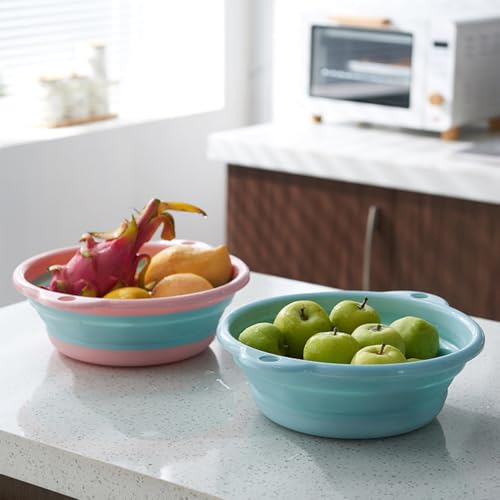 Image of Potency Collapsible Portable Wash Basin Dishpan Kitchen Dish Pans Washing Basin Foldable Strainer Wash and Drain Dish Tub Drainer for RV, Camping, Marine, BBQ.