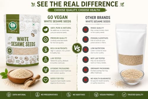 Image of Go Vegan White Sesame Seeds 250gm - Clean and Natural White Til
