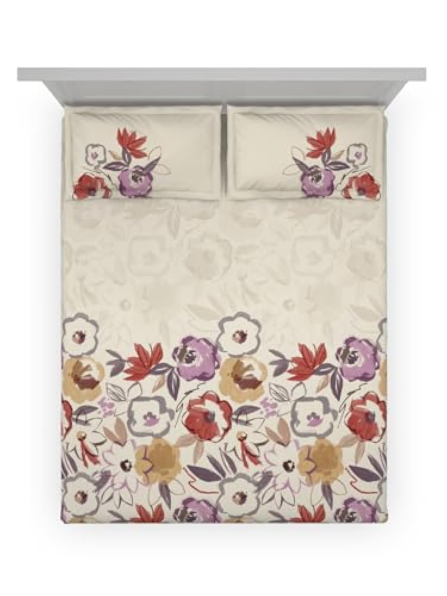 Cotton King Bed Sheet Set with 2 Pillow Covers, Digital Print