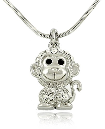 Monkey Charm Pendant Necklace, Cute Animal Jewelry Gifts for Girls, Teens, Women, Daughter, Granddaughter, Sister, Christmas, Birthday Presents