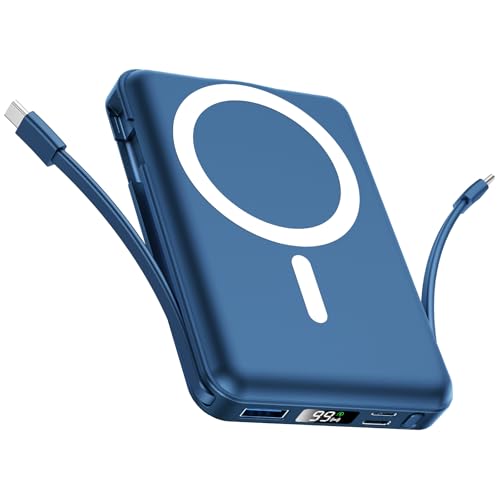 Vexnara for Magsafe Power Bank 10000mAh Magnetic Power Bank with USB-C Cable and PD 20W USB C Fast Charging LED Display Wireless Portable Charger for iPhone 17/16/15/14/13/12/Pro/Pro Max